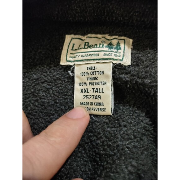 LL Bean Flannel Shirt Sherpa Lined Jacket Mens XXL-Tall Plaid Green Shacket - Picture 3 of 9